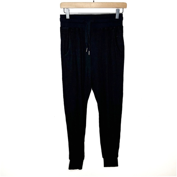 Zyia Jogger Pants Small Black Soft Ribbed Full Length Drawstring Pockets - Picture 2 of 11